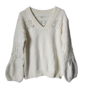 ANTHROPOLOGIE x MOTH Cindy Balloon Sleeve pull over sweater in snow L‎